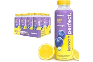 Lemon Perfect Blueberry, Hydrating Flavored Lemon Water, Zero Sugar, Healthy Hydration Drinks, Organic, 15.2oz Bottles (12-Pack)
