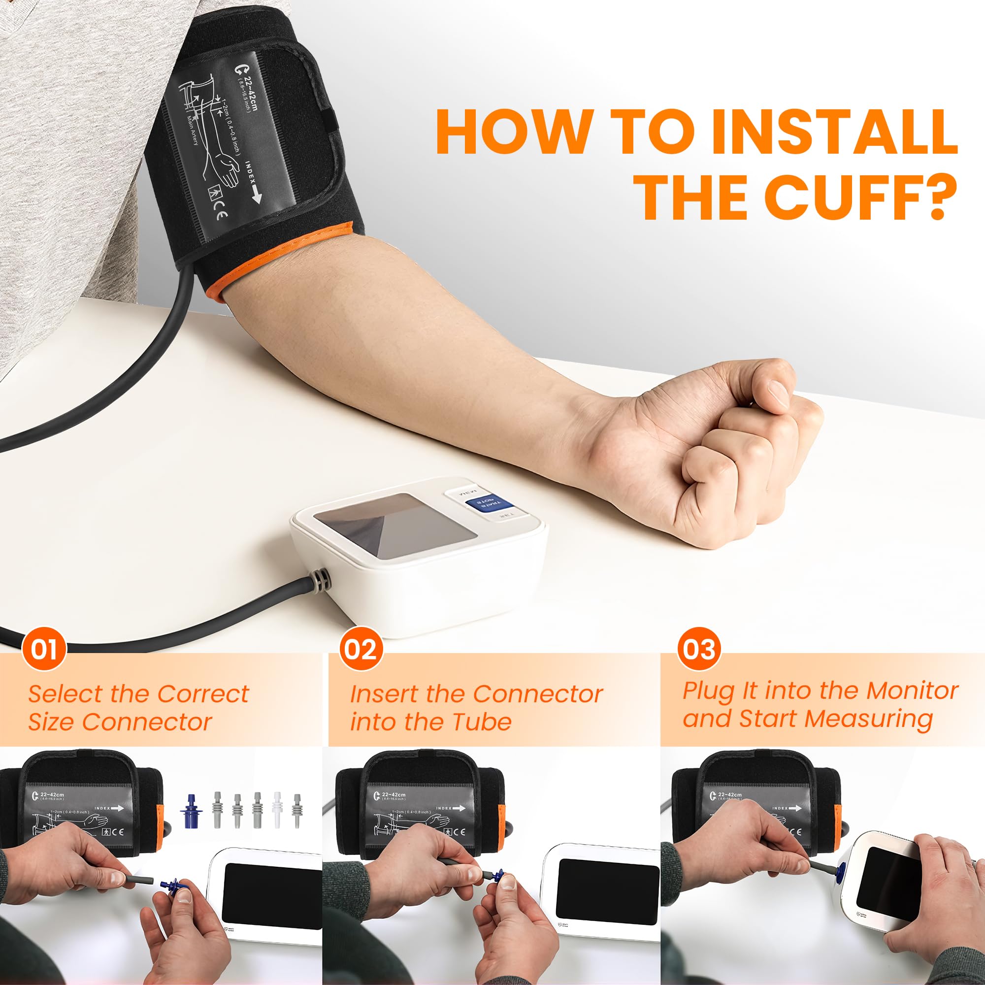 Pre-Formed Blood Pressure Replacement Cuff, Quick Wrap for Easy Use, 9