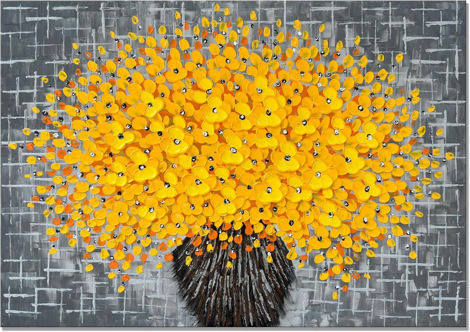 Paintings - Alenoss Yellow Flower 3D Oil Painting, 40x28 inches Large Abstract Modern Canvas Wall Art Home Decorations Painting on Canvas Wall Pictures Floral Artwork Ready to Hang