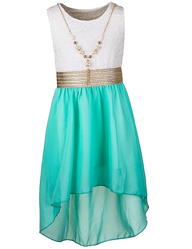 Unbekannt Kinder Sommer Fest Kleid für Mädchen Sommerkleid Festkleid mit Kette in vielen Farben