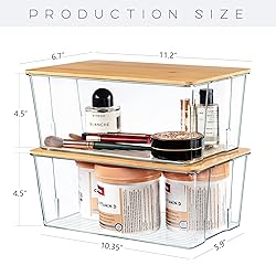 Hudgan 4 Pack Clear Plastic Storage Bins with