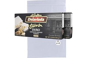 Delaviuda Turron Duro Crunchy Almond Turron Bundle (2 Pack) - Crunchy Almond Nougat Turron - Turron Duro con Almendras Calidad Suprema W/Premium Penguin Quick Storage Pouch
