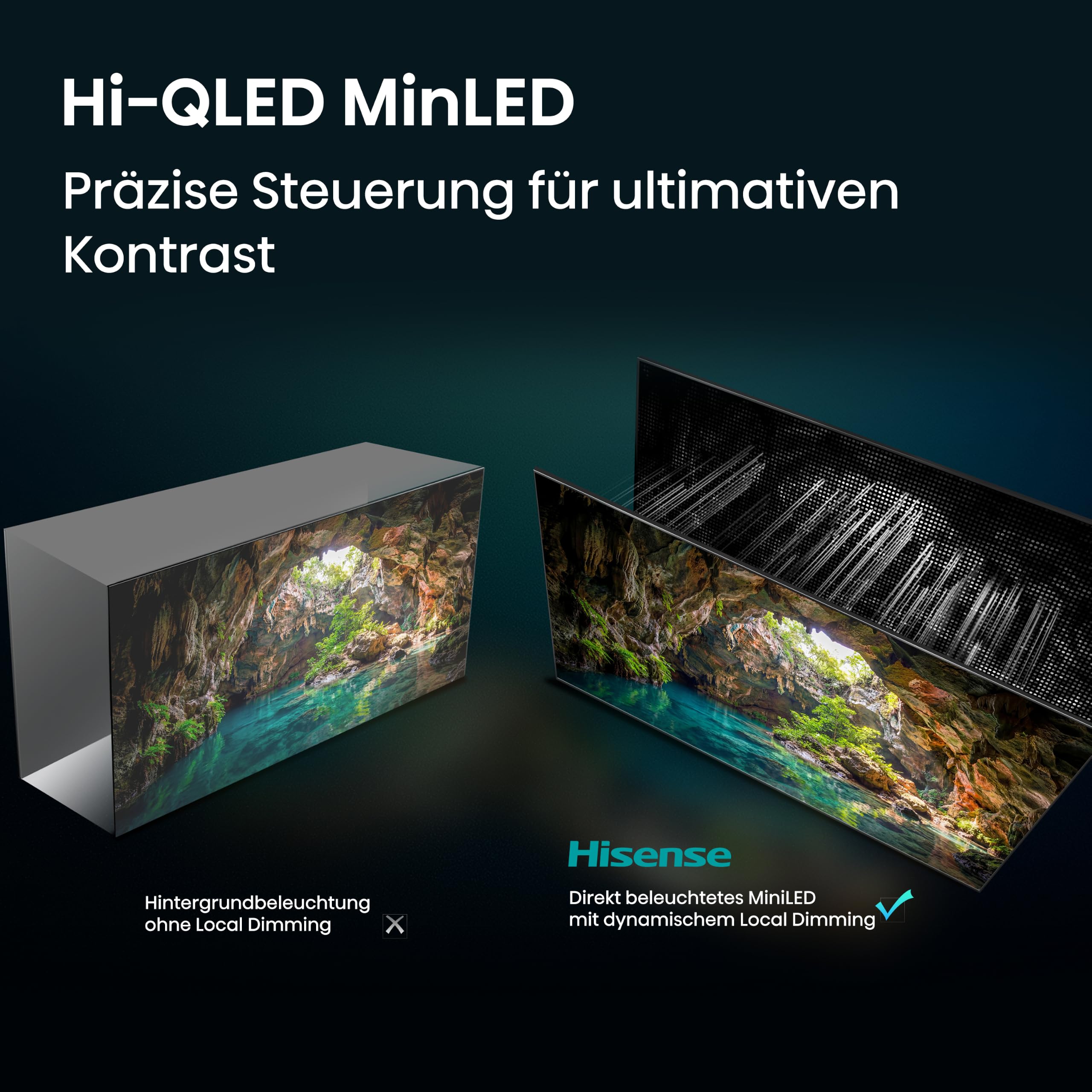 Hisense 75U7DSE Fernseher 75 Zoll, 4K UHD, Hi-QLED Mini LED, Smart TV, 144Hz, Hi-View AI Engine, IMAX Enhanced, AI Lichtsensor, Dolby Vision.Atmos, Tuned by DeVialet, FreeSync Premium Pro [2026] 4