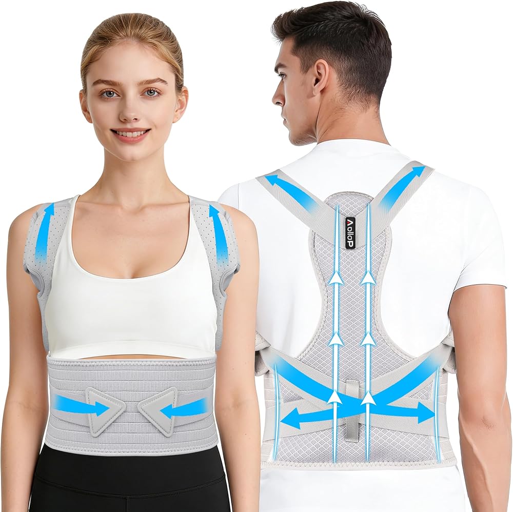 Aollop Posture Corrector Back Brace Men Women Breathable Adjustable