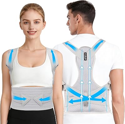Aollop Posture Corrector Back Brace Men Women Breathable Adjustable