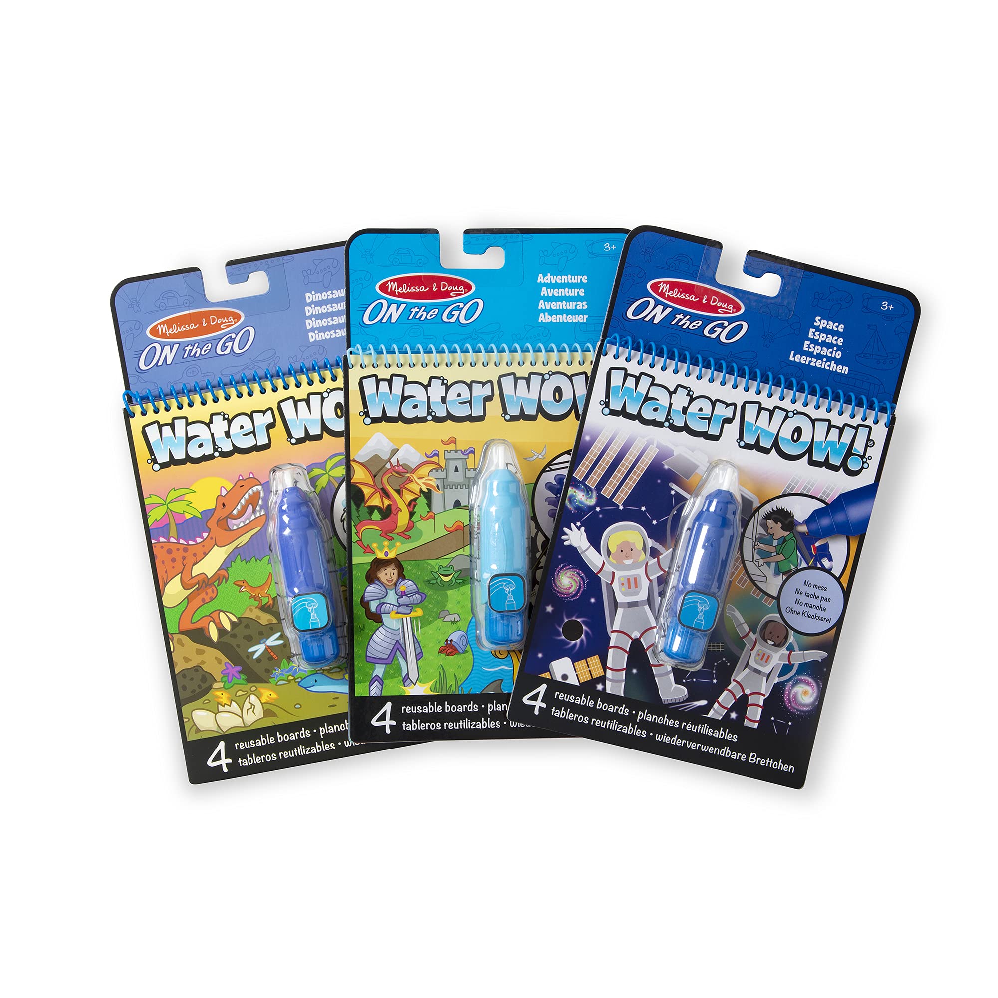Melissa & Doug Pack of 3 Water Wow!! Space, Dinosaur and Adventure | Water Reveal Travel Book | Activity Pad | 3 Years+ | Gift for Boy or Girl
