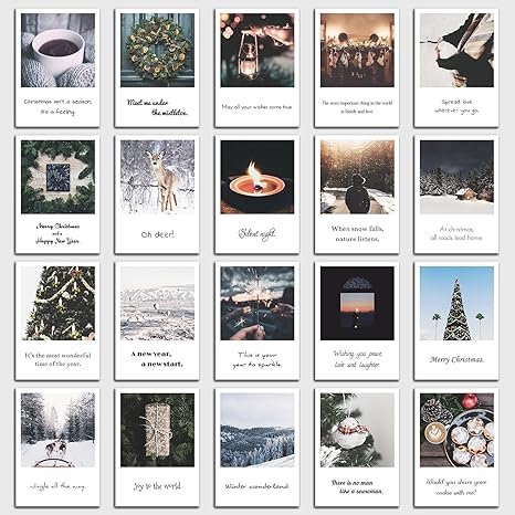 Frasi Di Natale Ufficio.Set Di Cartoline Natale Con 20 Parole Di Natale Nel Design Polaroid Di Individual Nomad Amazon It Cancelleria E Prodotti Per Ufficio