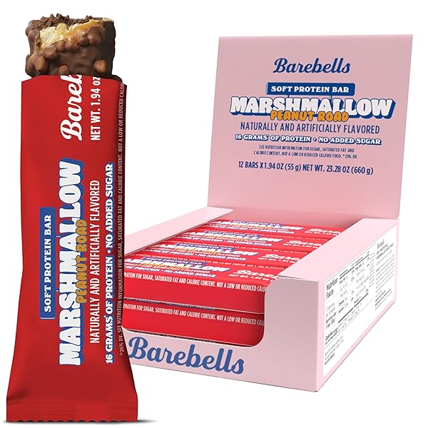 BAREBELLS SOFT PROTEIN BARS MARSHMALLOW PEANUT ROAD –...