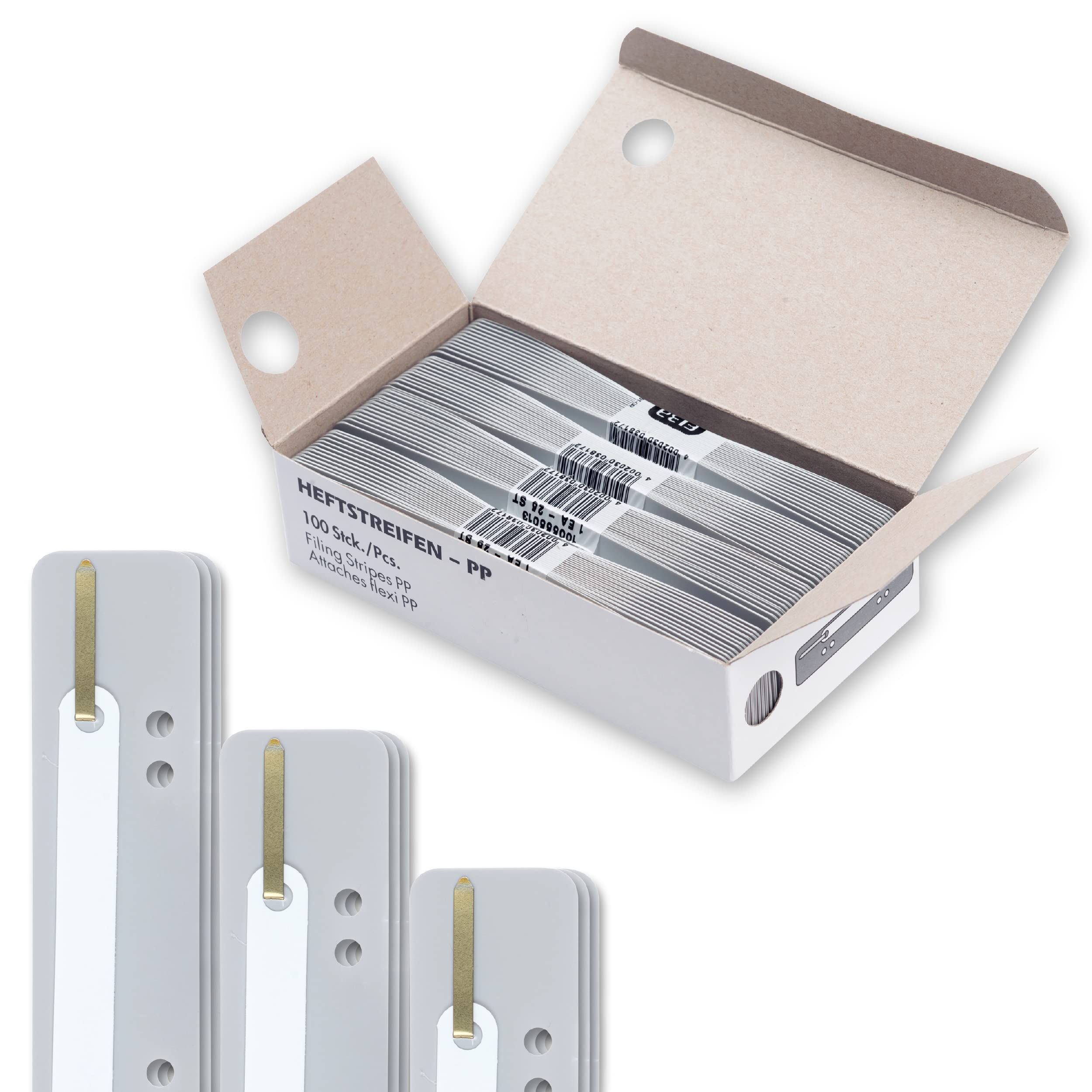 Elba 27591GR Filing Strips Short for DIN A4 and A5 PP Pack of 100 Grey