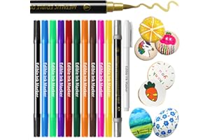 PANDALAB Edible Markers, Colorful Metallic Gold Food Coloring Pens, 13 pcs Writer with Brush Tip for Decorating Cookies, Fondant, Gum paste, Icing, Macarons, DIY Easter Eggs, Marshmallows, Fruits.