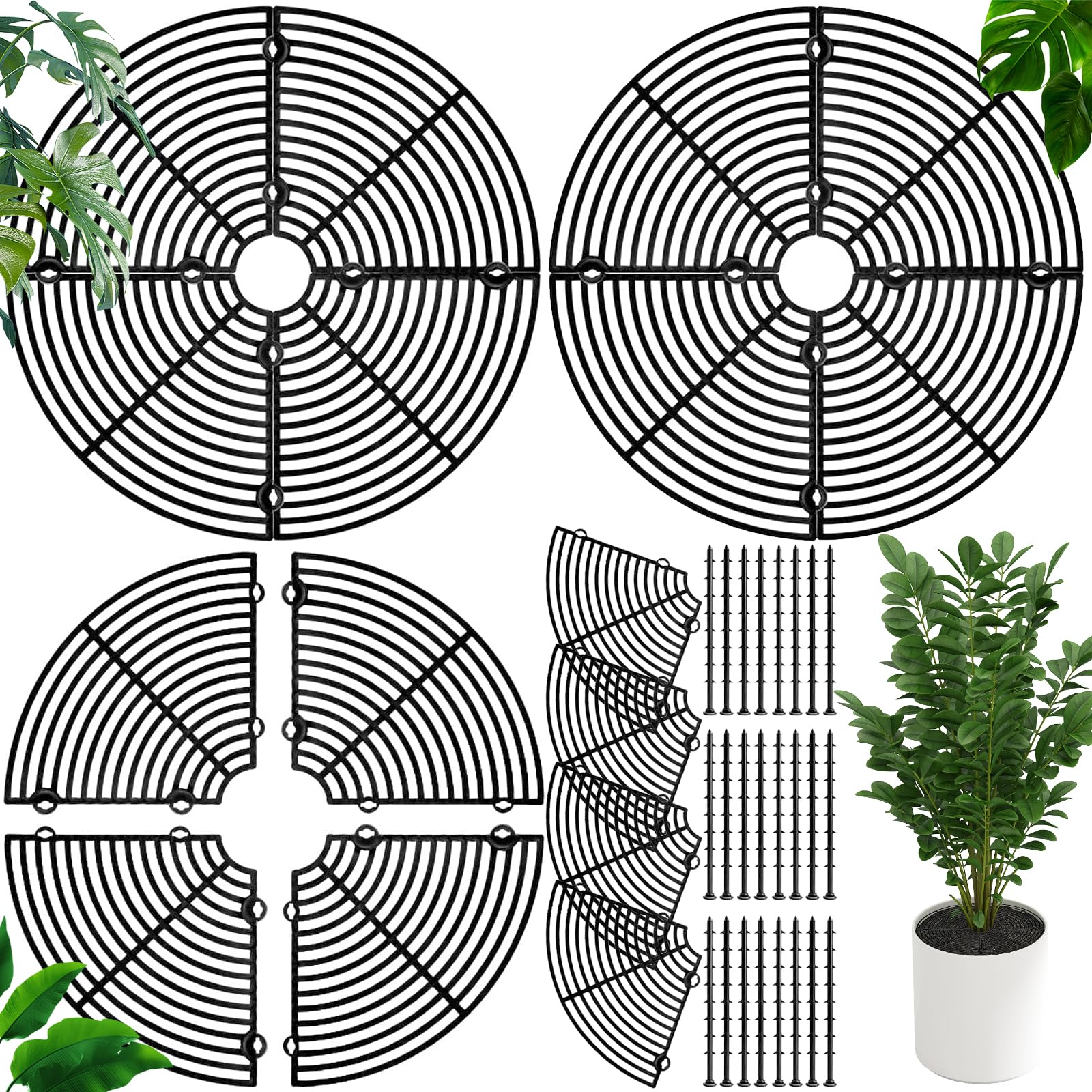SUpoetry 3-Pack Flower Pot Grid, Plant Protector, Cat/Dog-Proof, Black, 30cm Diameter, Outdoor