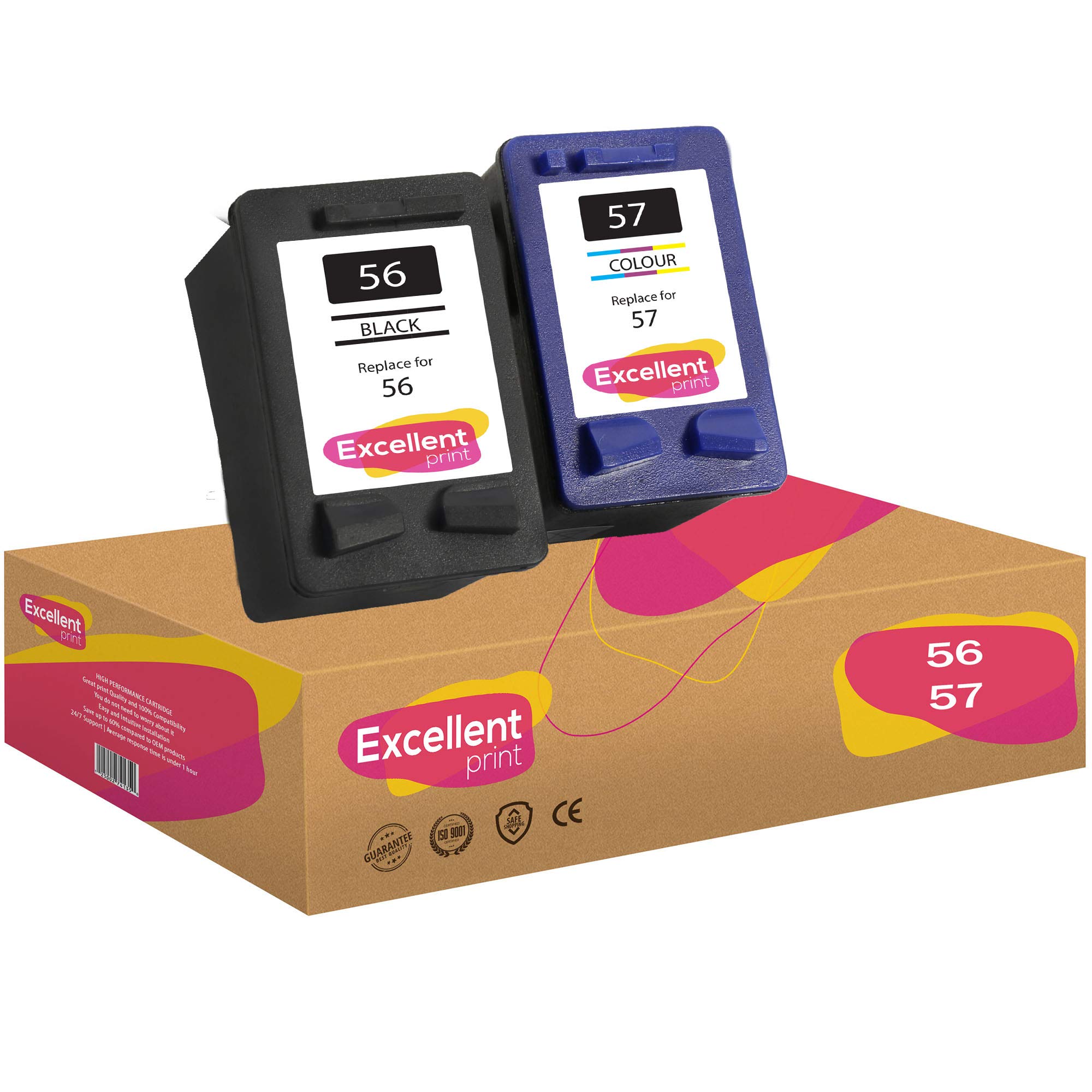 Excellent Print 56 57 Compatible Ink Cartridges for HP Deskjet 5154 5850 Fax 2140 Photosmart 7350