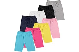 Pink Angel 8-Pack Girls Bike Shorts – Breathable Cotton Spandex for Comfort All Day – Perfect for School, Play & Layering
