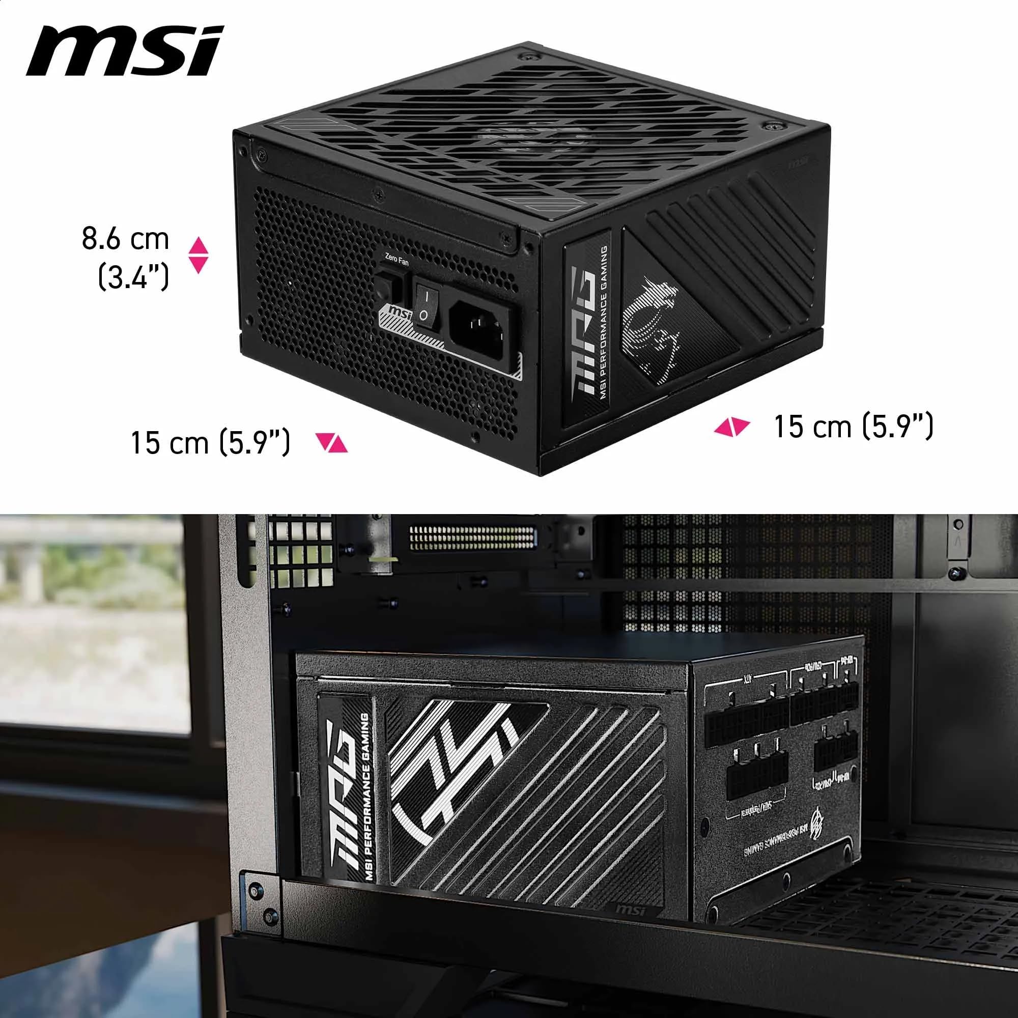 Msi Mpg A1000Gs Pcie5 Power Supply Unit, 1000W, 80 Plus Gold, Atx 3.1, Pcie 5.1 Gpu Support, Dual-Native 12V-2X6, Cables With Dual-Color 12V-2X6 Connectors, Atx Psu, Embossed Jacket Cables - View 6
