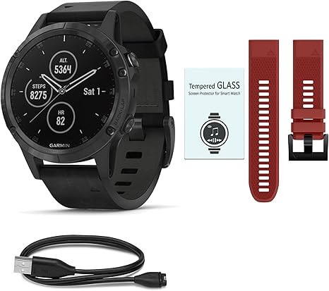 garmin fenix 5 plus sapphire black with black leather band