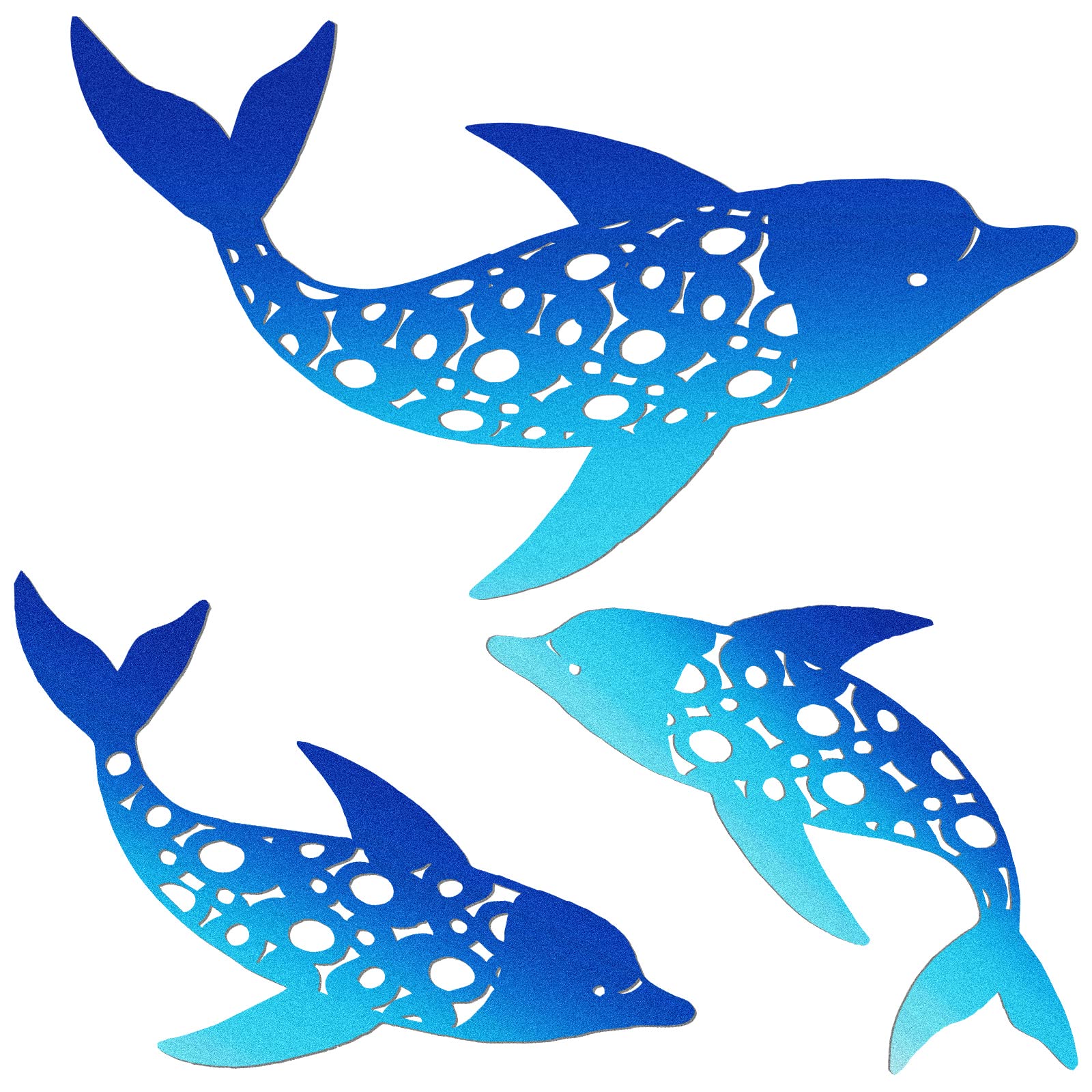 Photo 1 of Yaomiao 3 Pieces Metal Dolphin Wall Decor Beach Coastal Hanging Decorations Ocean Nautical Tropical Beach Themed Metal Wall Art for Home Bedroom Pool Fence Patio