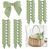 LiBongTa 36 PCs 4.5 Inch Sage Green Bow Grosgrain Ribbon Bows for Gift Wrapping, Gift Bows for Presents, Green Bow Party Decorations, Twist Tie Bows for Baby Shower, Wedding, Easter, Birthday Party