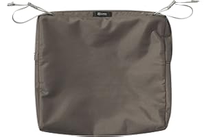 Classic Accessories Ravenna Water-Resistant 17 x 15 x 2 Inch Rectangle Outdoor Seat Cushion Slip Cover, Patio Furniture Chair Cushion Cover, Dark Taupe, Patio Furniture Cushion Covers