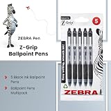 Zebra Pen Z Grip Black Ballpoint Retractable 1.0mm 5 Count Pack view 2