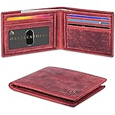 Oak Leathers Slim Leather Wallet for Men - RFID Blocking Slim Minimalist Front Pocket - Thin & Stylish with ID Window, Gift For Men (Vintage Plum)