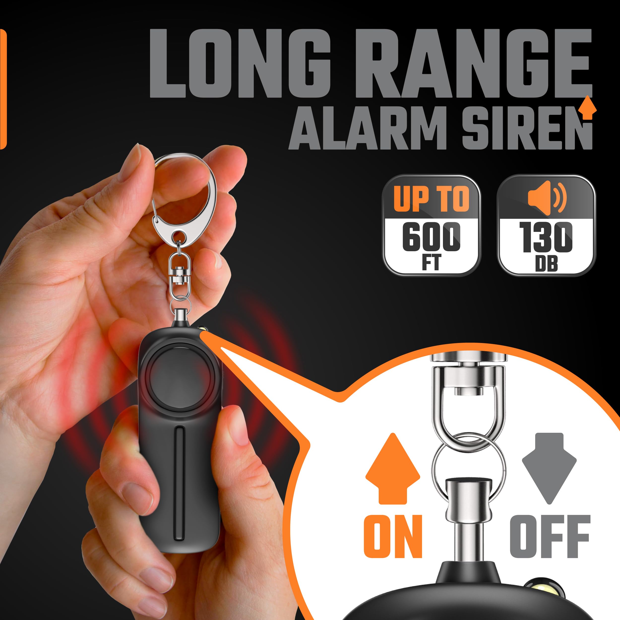 Personal Alarm Keychain for Women Safety – 3 Pack Protection Siren Key Chain Whistle – 130 dB Emergency Panic Alert Device by WETEN