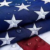 TOPFLAGS 100% Cotton American Flags 3x5 Ft for Outside TearProof Embroidered Stars Heavy Duty Outdoor Sewn Stripes,Longest Lasting Flag for High Wind