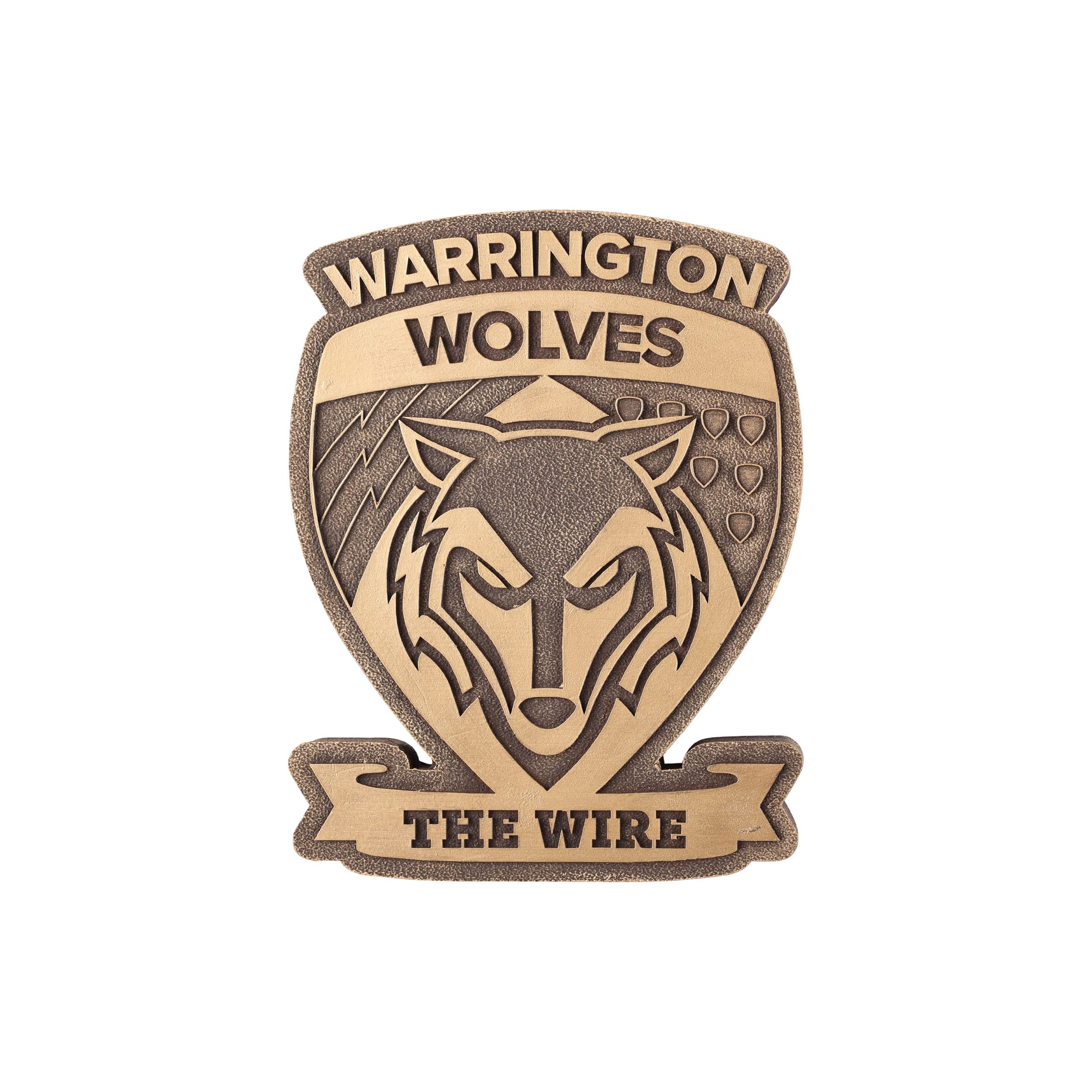 FOCO Official Warrington Wolves Bronze Effect Rugby Crest Wall Sign