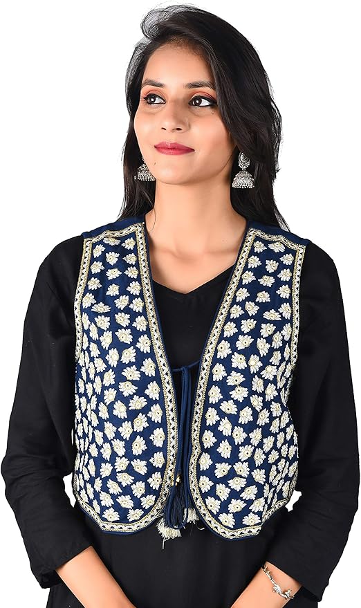 Women Cotton Jacket Traditional Ethnic Wear Embroidery Kutchi Koti Indian Jackets for Girls