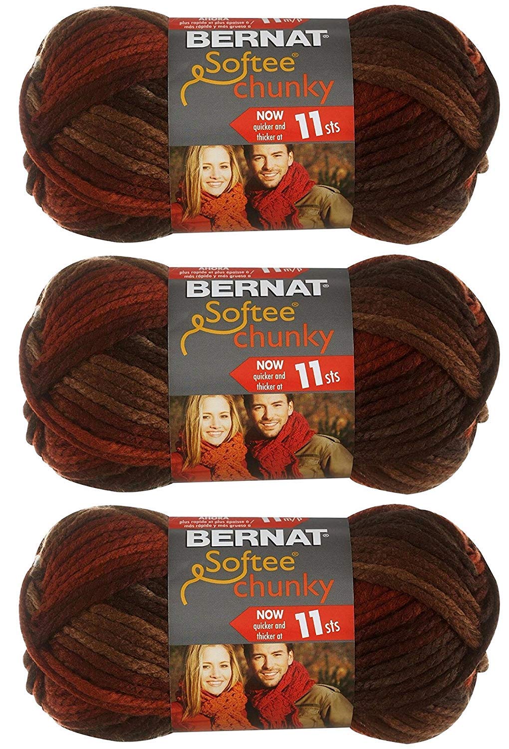 BERNAT SOFTEE CHUNKY OMBRE- PACK OF 3 BALLS - 80G EACH BALL - TERRA COTTA MIST