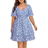 Pinup Fashion Women Graduation Dress Plus Size - Wedding Guest Summer Wrap V Neck Ruffle Knee Length Dresses