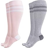 Momcozy Compression Socks for Women Wide Calf, 15-20mmHg Knee High Support Socks for Pregnancy, Nurses, Travel, Flying