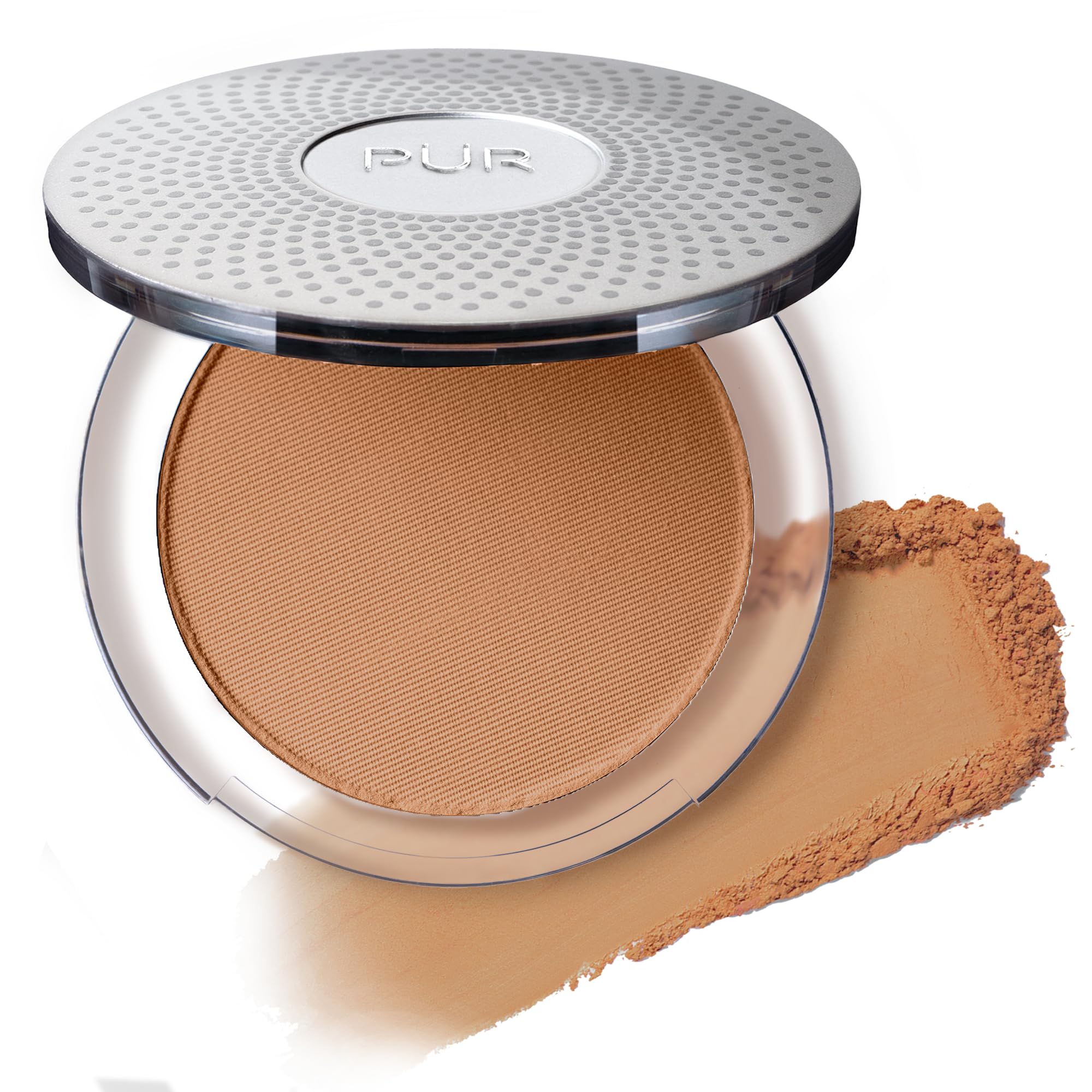 PUR Beauty 4-in-1 Pressed Mineral Makeup Powder Foundation with SPF 15 – Concealer & Finishing Compact Pressed Powder for Face – Buildable Medium to Full Coverage Foundation Powder (Deep)
