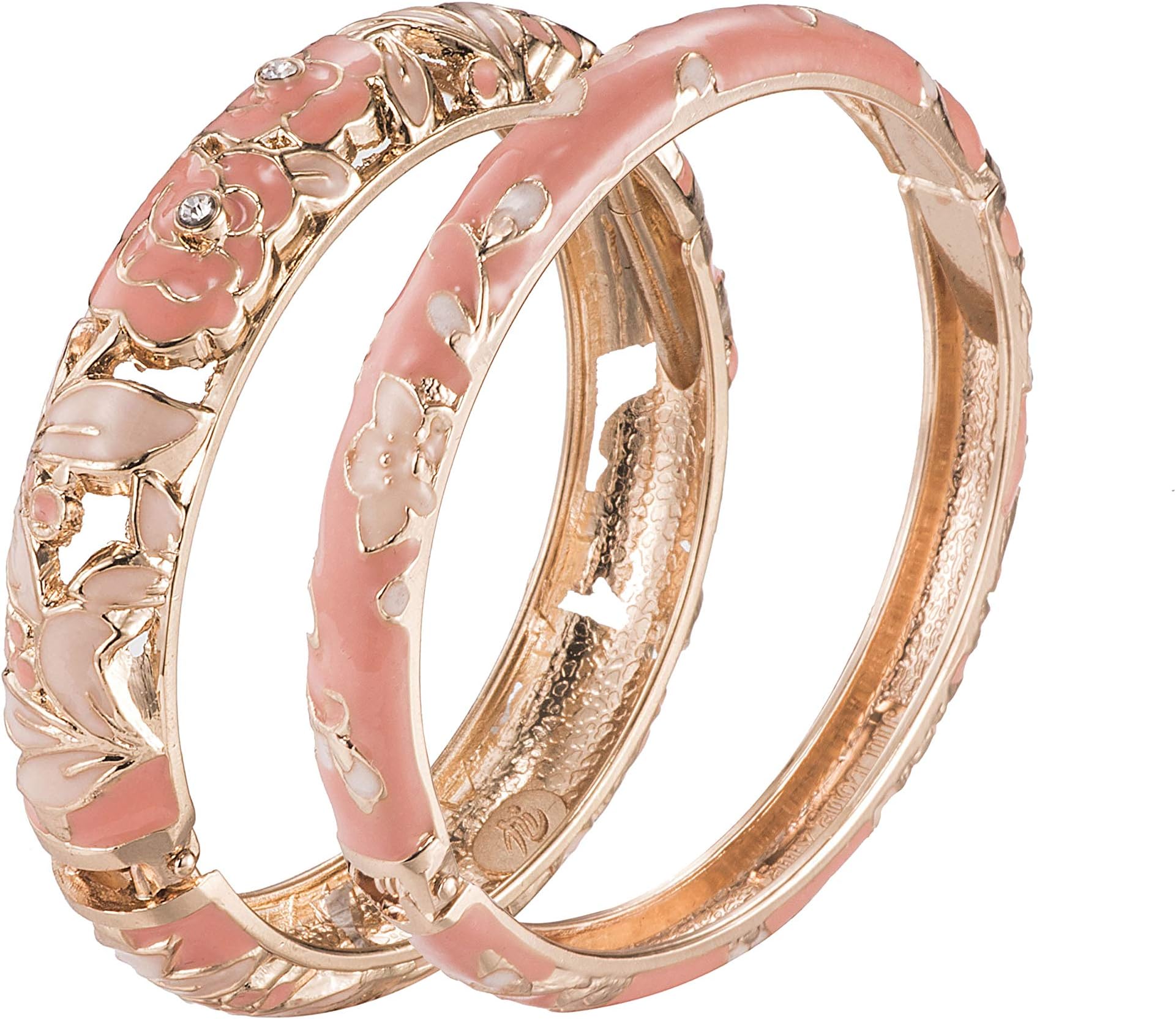 UJOYEnamel Gold Plated and Cubic Zirconia Bangles for Women & Girls (Set of 2)