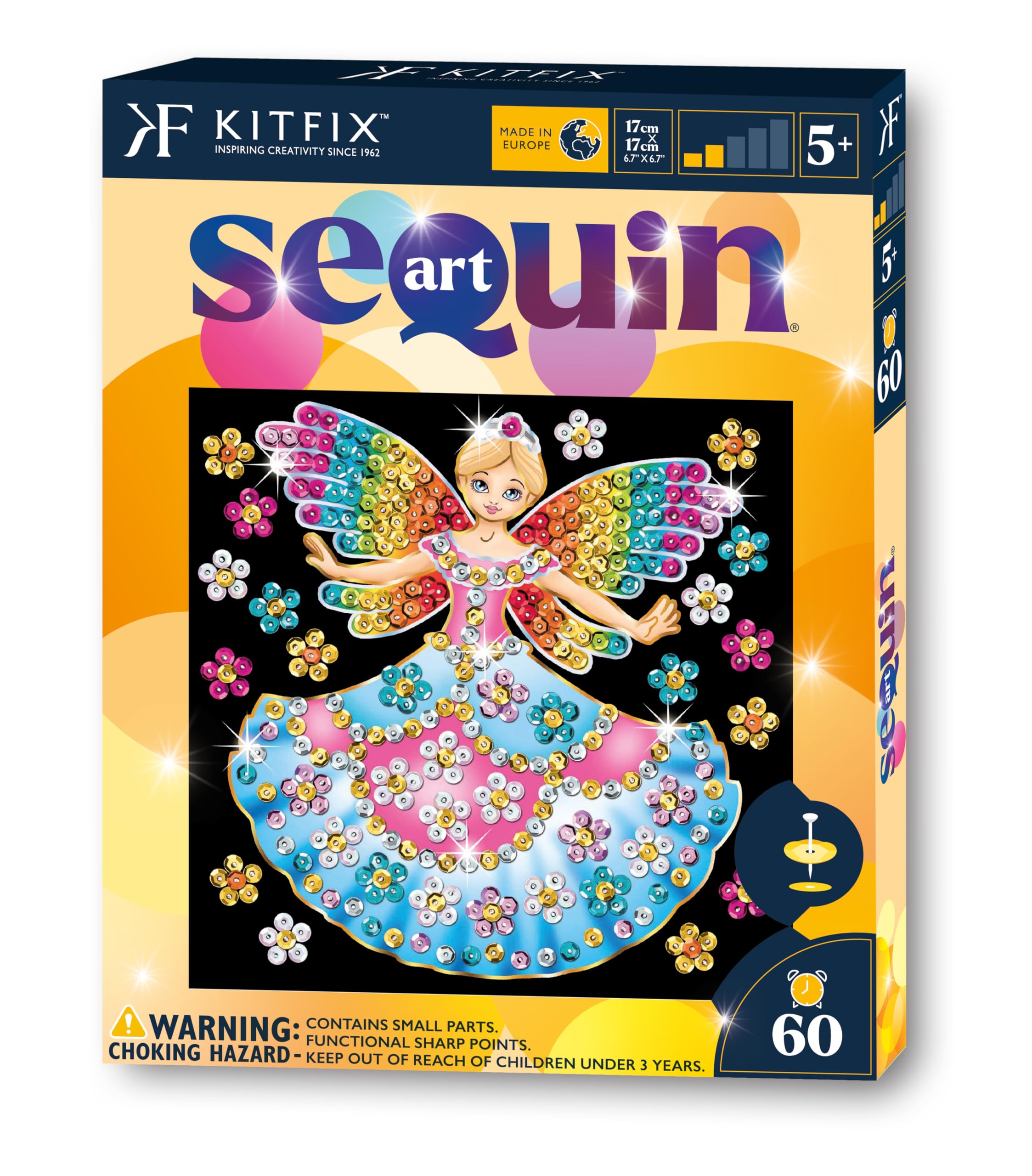 Kitfix - Sequin Art 60-20 x 20cm- Fairy Princess - 60min Craft Project - Craft Kit for Young Children Aged 5+ - 1336