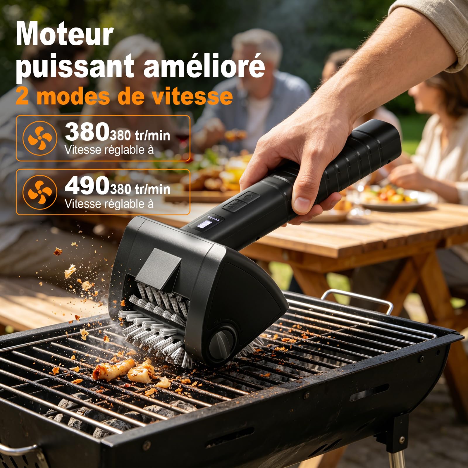 Brosse Électrique Barbecue sans Fil Nettoyeur Grille BBQ 2 Vitesses