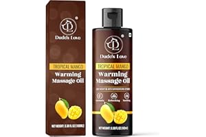 Dude's Love - Organic - Flavored Warming Body Massage Oil - Tropical Mango | No Stain - Non-Sticky | Nourish & Moisturize Skin | Aromatherapy Vegan Oil - 3.38 Fl Oz
