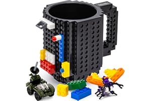 TOYAMBA Build on Brick BPA-Free Creative Cups for Kids - Building Block Mug DIY Idea with Building Bricks, 16OZ (Black)