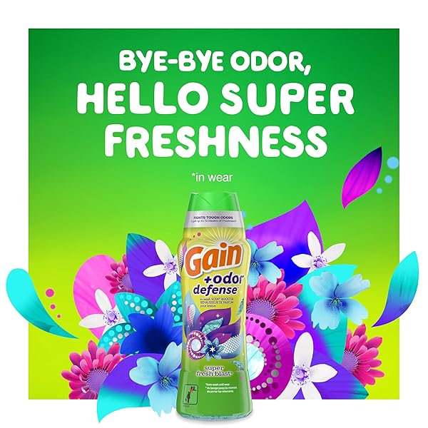 GAIN + ODOR DEFENSE IN-WASH SCENT BOOSTER, SUPER FRESH BLAST SCENT, 18.2 OZ, HE COMPATIBLE