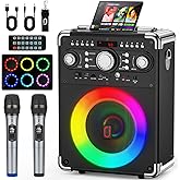 Karaoke Machine with 2 Microphones for Adults and Kids,Portable Party Karaoke Speaker with Lights, Bluetooth Speakers for Hom