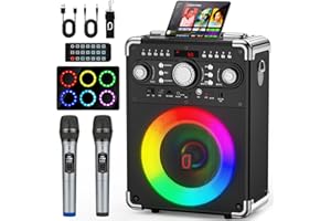 Karaoke Machine with 2 Microphones for Adults and Kids,Portable Party Karaoke Speaker with Lights, Bluetooth Speakers for Hom