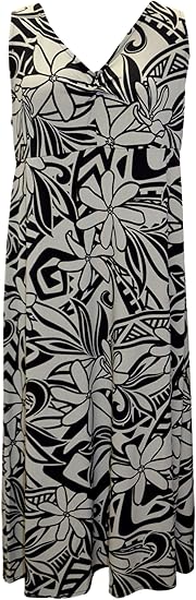 Kukui シワになりにくい伸びる ノースリーブワンピース ティアレ柄 花柄 ワンピース チュニック 通販 Amazon