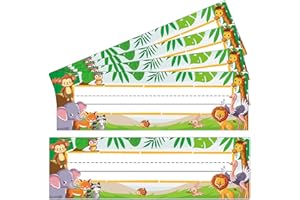 MOUNMDA 50 Pcs Desk Name Tags Classroom Nameplates for Student Desks and Locker Labels(Animals Theme)