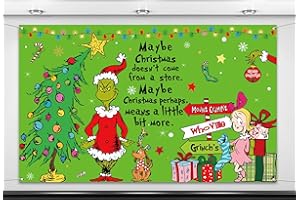 Nepnuser Merry Christmas Photo Booth Backdrop Green Elf Welcome to Whoville Xmas Decorations Winter Holiday Party Supply Indoor Outdoor Wall Decor (5.9×3.6ft)