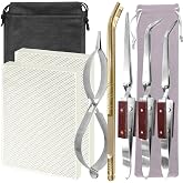 LJZP 9 Pcs Jewelry Soldering Block Kit, 2 Honeycomb Ceramic Blocks | 3 Tweezers, 1 Copper Tong, 1 Metal Clip, 2 Storage Bag, Soldering Board Plate, for Jewelry Making Tool Supplies