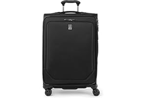 Travelpro Crew Classic Lightweight Softside Expandable Checked Luggage, 8 Wheel Spinner Suitcase, TSA Lock, Men and Women, Checked Medium 25-Inch, Black
