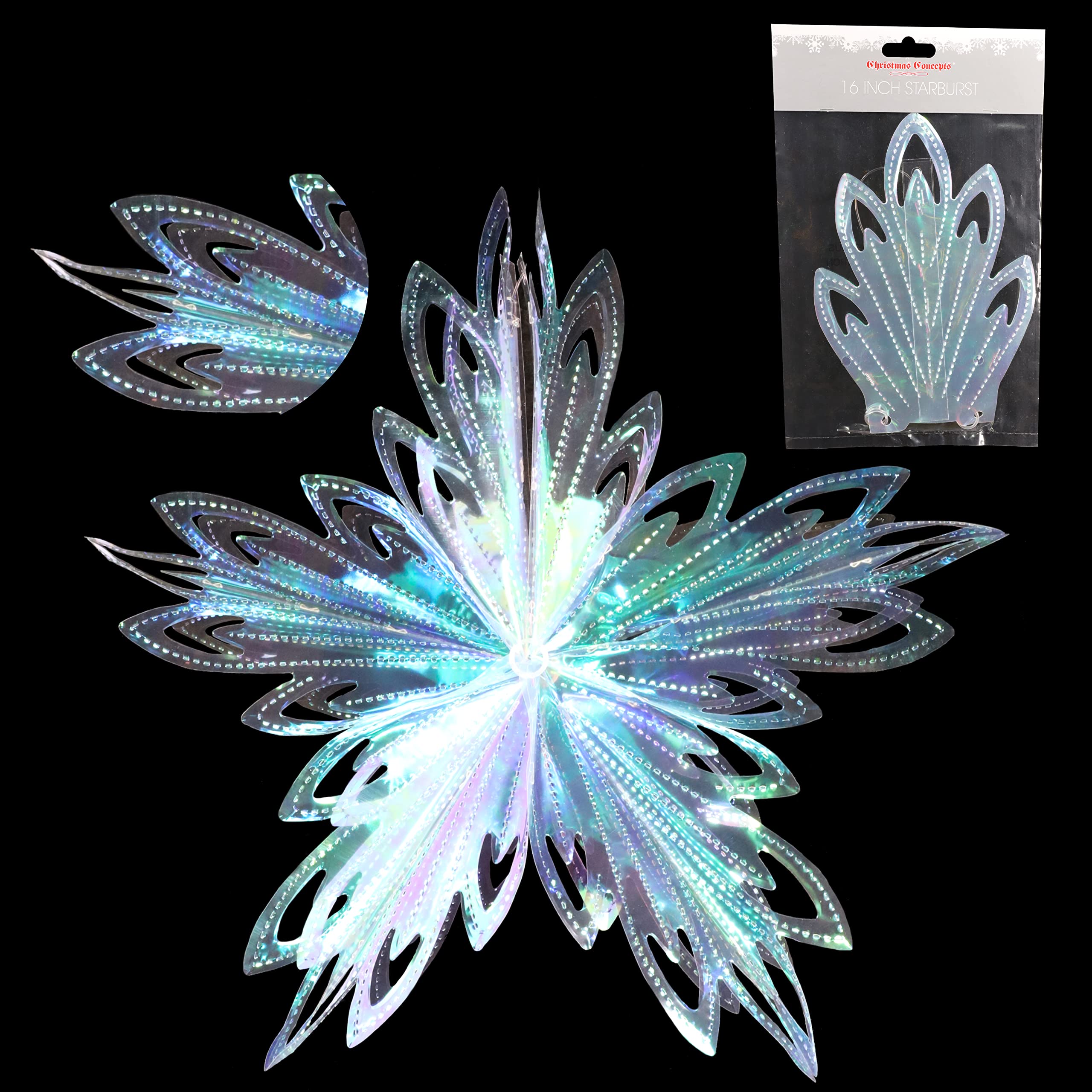 Christmas Concepts® 16” (1.3ft) Large Foil 3D Star Hanging Decoration – Christmas Trimming (Iridescent)