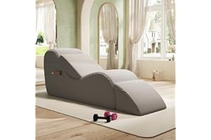 SYFERLORY Yoga Chairs for Adults, Chaise Lounge Chair, Chaise Lounge with Waist Pad, Foot Pad, Side Pockets, High Density Foam Non-Slip Bottom, Yoga Chair for Relaxation Stretching Exercise (Gray)