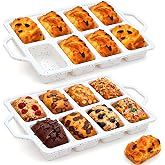 Vinino 2 Pack 8-Cavity Mini Silicone Loaf Pans with Metal-Reinforced Frame | Non-Stick Easy Release Heat Resistant Bakeware, Reusable Small Mini Banana Bread &amp; Cake Baking Pans for Daily Baking, Cream