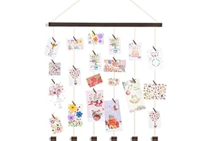 NIUBEST Wooden Hanging Photo Display Pictures Holders with 30 Clips,Picture Collage Frames for Wall,Suitable for Home Office Nursery Bedroom Room Dorm