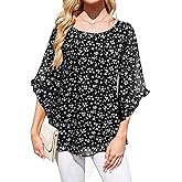 VAFOLY Women's 3/4 Ruffle Sleeve Blouse Tops Double Layers Flowy Shirts Elegant Chiffon Blouses